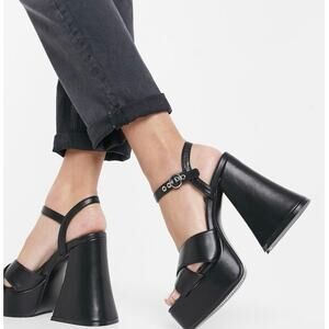 Lamoda flared heel platform sandal in black